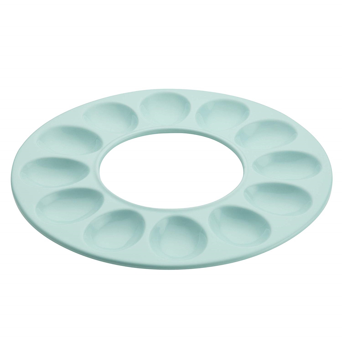 47866 Ceramics 12-cup Round Egg Tray, Light Blue