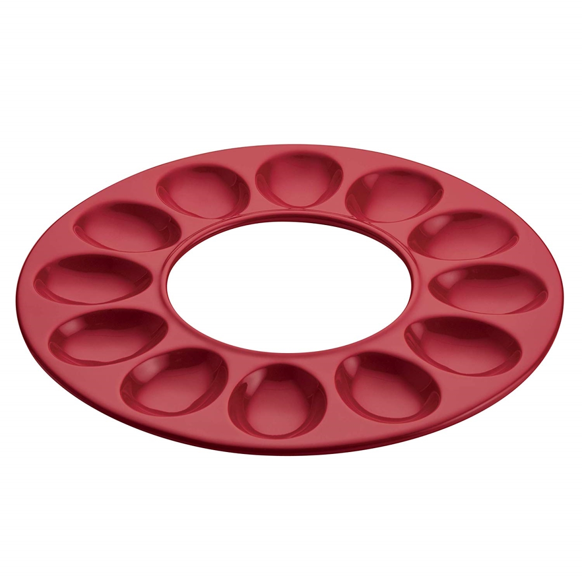 47867 Ceramics 12-cup Round Egg Tray, Red