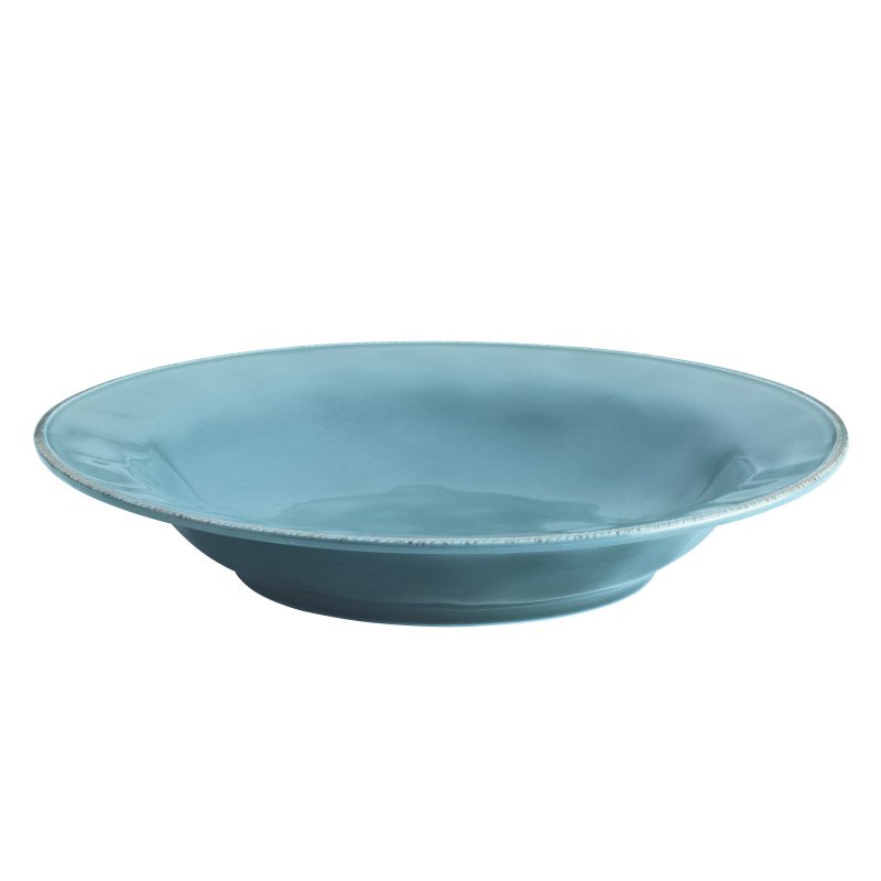 47920 14 In. Cucina Dinnerware Ceramic Round Serving Bowl, Agave Blue