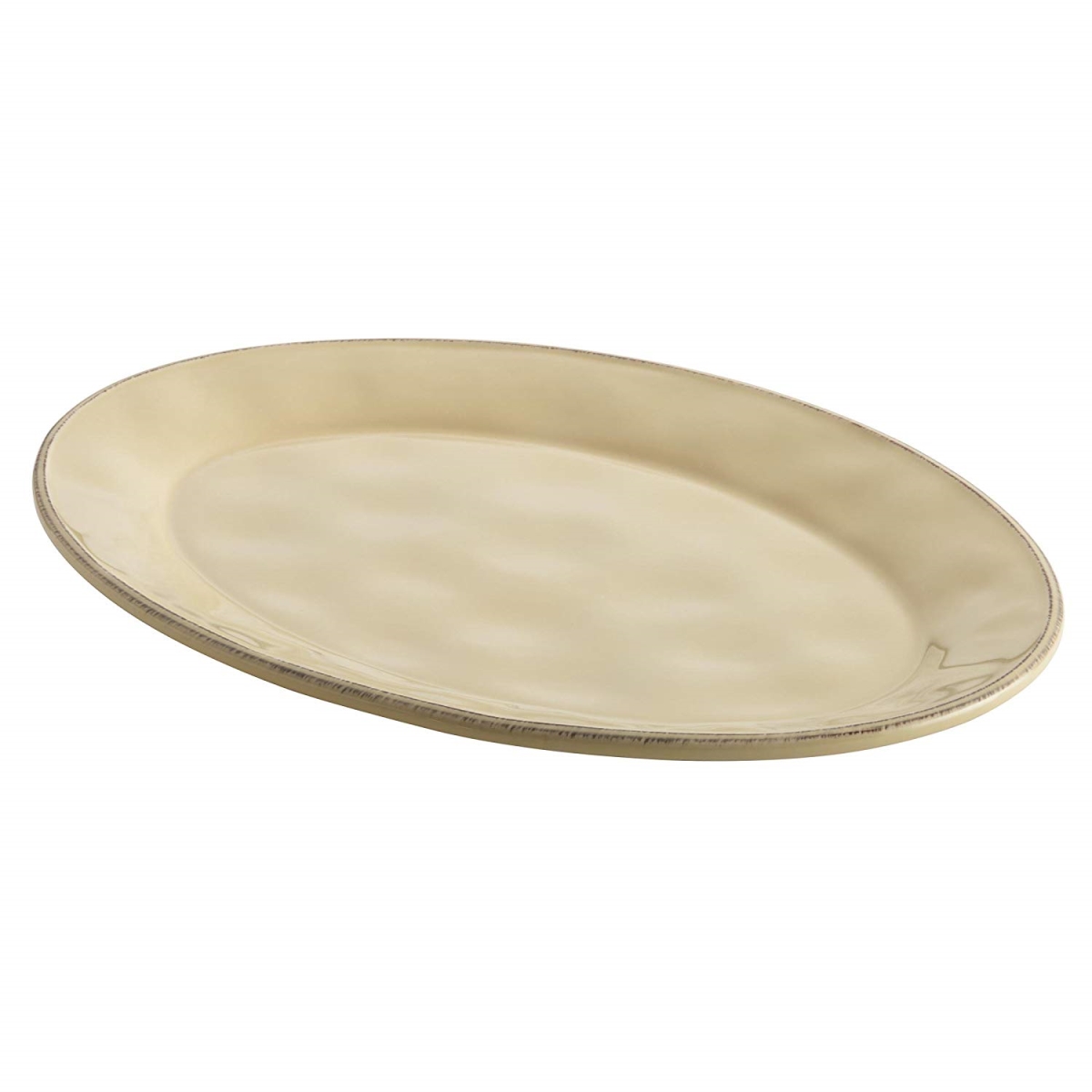 47921 14 In. Cucina Dinnerware Ceramic Round Serving Bowl, Almond Cream