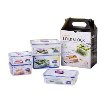 Hpl815sg5 Easy Essentials Rectangular Food Storage Container Set, Clear - 10 Piece