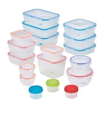 Hpl321a18 Easy Essentials Color Mates Assorted Food Storage Container Set, Clear - 36 Piece