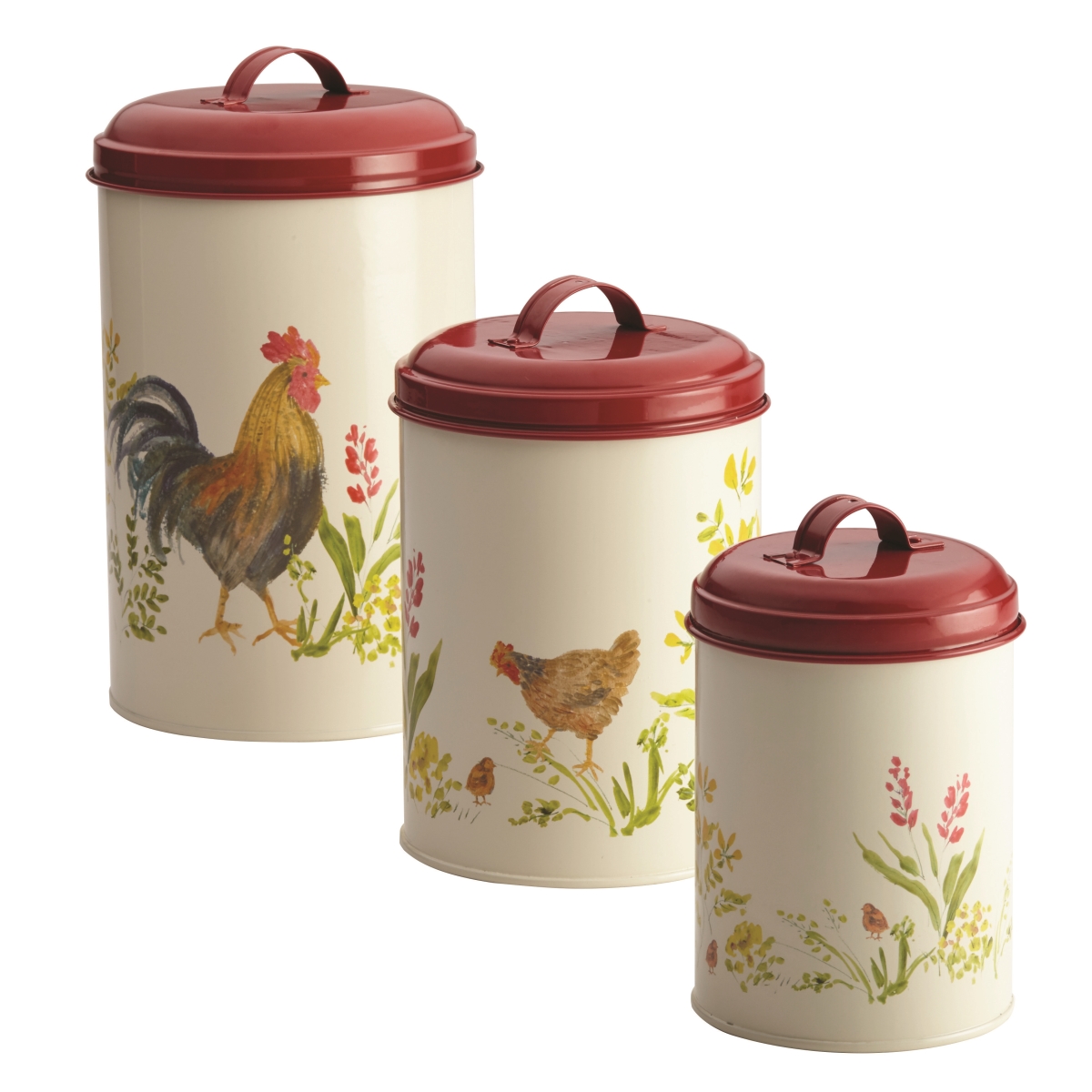 46595 3 Piece Garden Rooster Pantry Ware Food Storage Canister Set