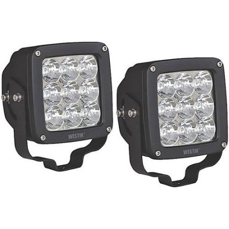 Wes09-12219a-pr Hp Led Auxiliary Light 4.5 X 4.5 In. Spot With 3w Osram, Black - Set Of 2