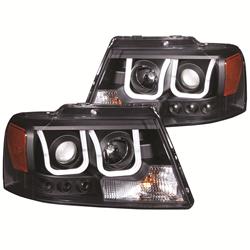 Anz111288 04-08 Ford F-150 & 06-08 Lincoln Mark Light Projector Black Clear With U-bar Headlights