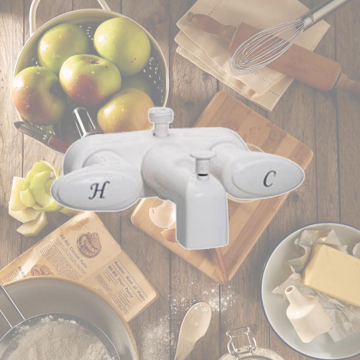Picture of Phoenix Faucets PHFPF223261 2 Lever 0.25 Turn Plastic Tub Div Faucet with D-Spud, White - 4 in.