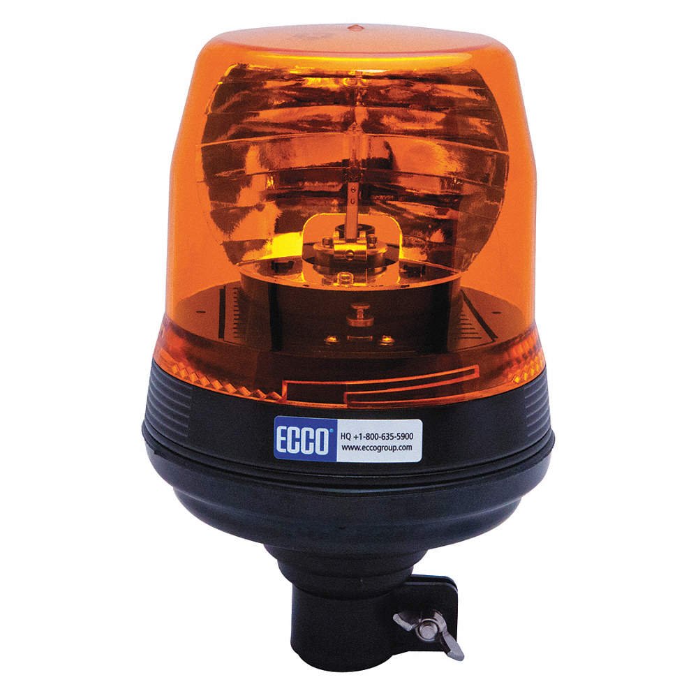 Ecc5810a Pipe Mount Low Profile Rotating Beacon Light, Amber