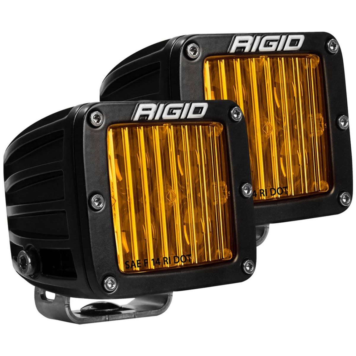 Rig504814 D-series Sae Compliant Fog Light, Black With Yellow Light Surface Mount - Pack Of 2