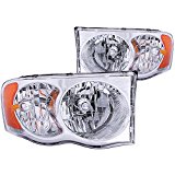 111076 2002 - 2005 Ram Headlights Crystal Clear With Amber Reflectors