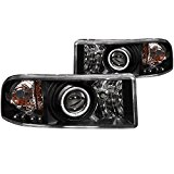 111065 1994 - 2001 Ram Headlights Projector With Halo Clear With Amber Reflectors - Black