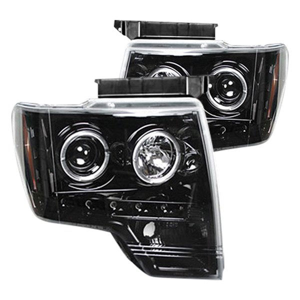 Rec264190bkcc Projector Headlights With Ccfl Halos & Drl - Smoke & Black For 2009-2014 F150 Raptor