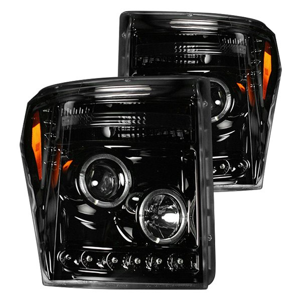 Rec264272bkcc Projector Headlights With Ccfl Halos & Drl - Smoked & Black
