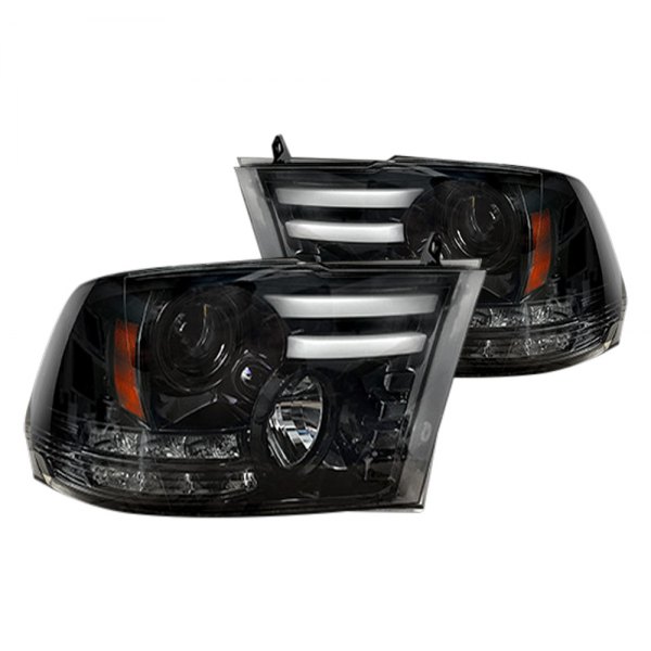 Rec264276bkc Projector Headlights With Ultra High Power Smooth Led Halos & Drl - Smoke For 2009-2014 Ram