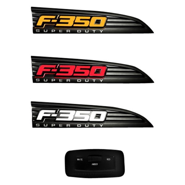 Rec264286bk Illuminated Emblems For 2011-2013 F350 - Black & Chrome
