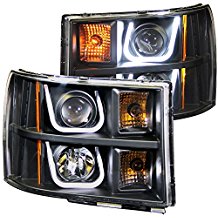 , Usa 111284 07-13 Sierra 1500 & 07-14 Sierra 2500 & 3500 Projector With U-bar Black Clear Amber Headlights