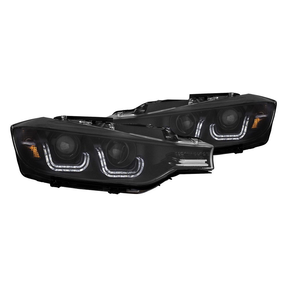, Usa 121504 12-15 Bmw 3 Series F30 Projector Headlights With U-bar Black Clear