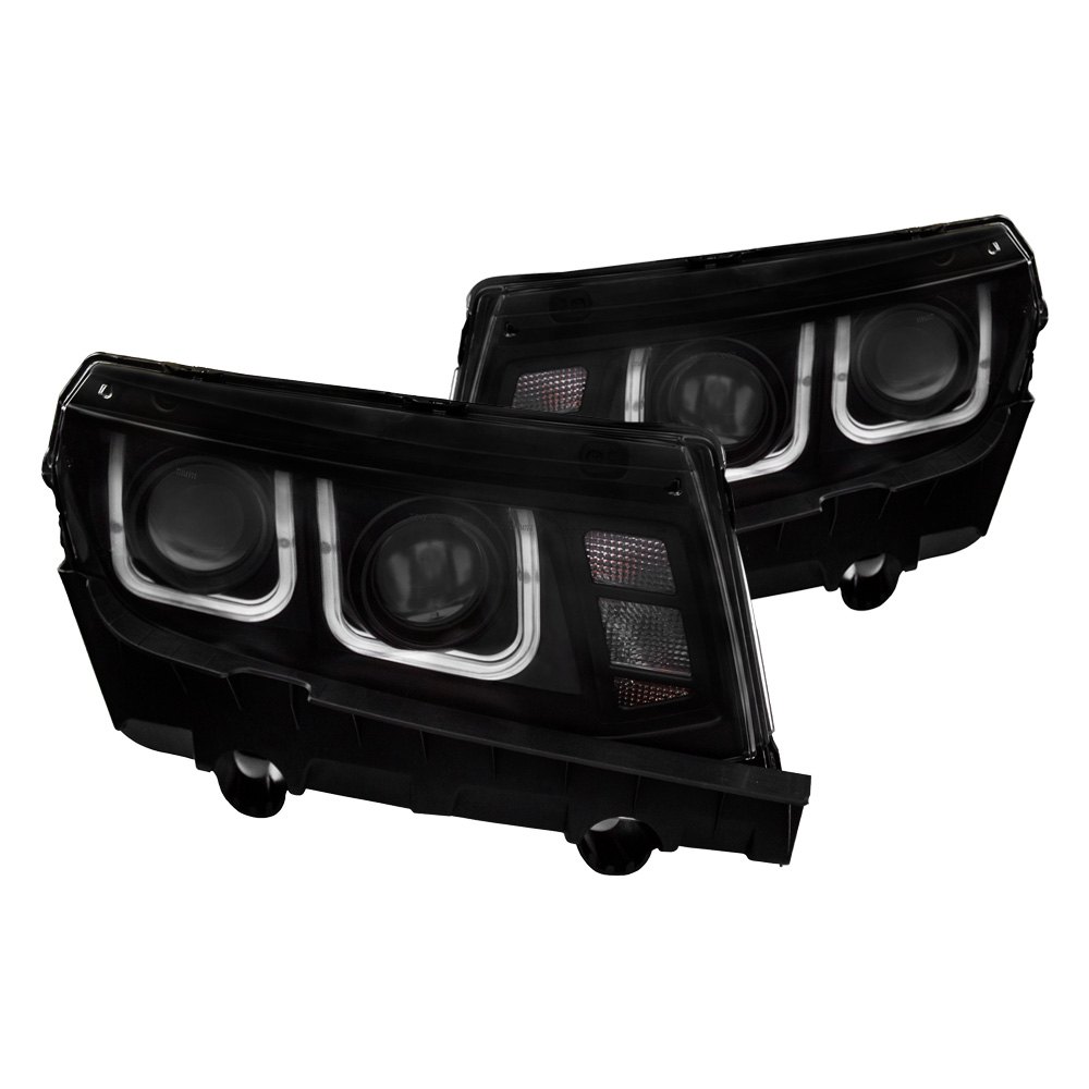 , Usa 121508 14-15 Camaro Projector Headlights With U-bar Black Clear