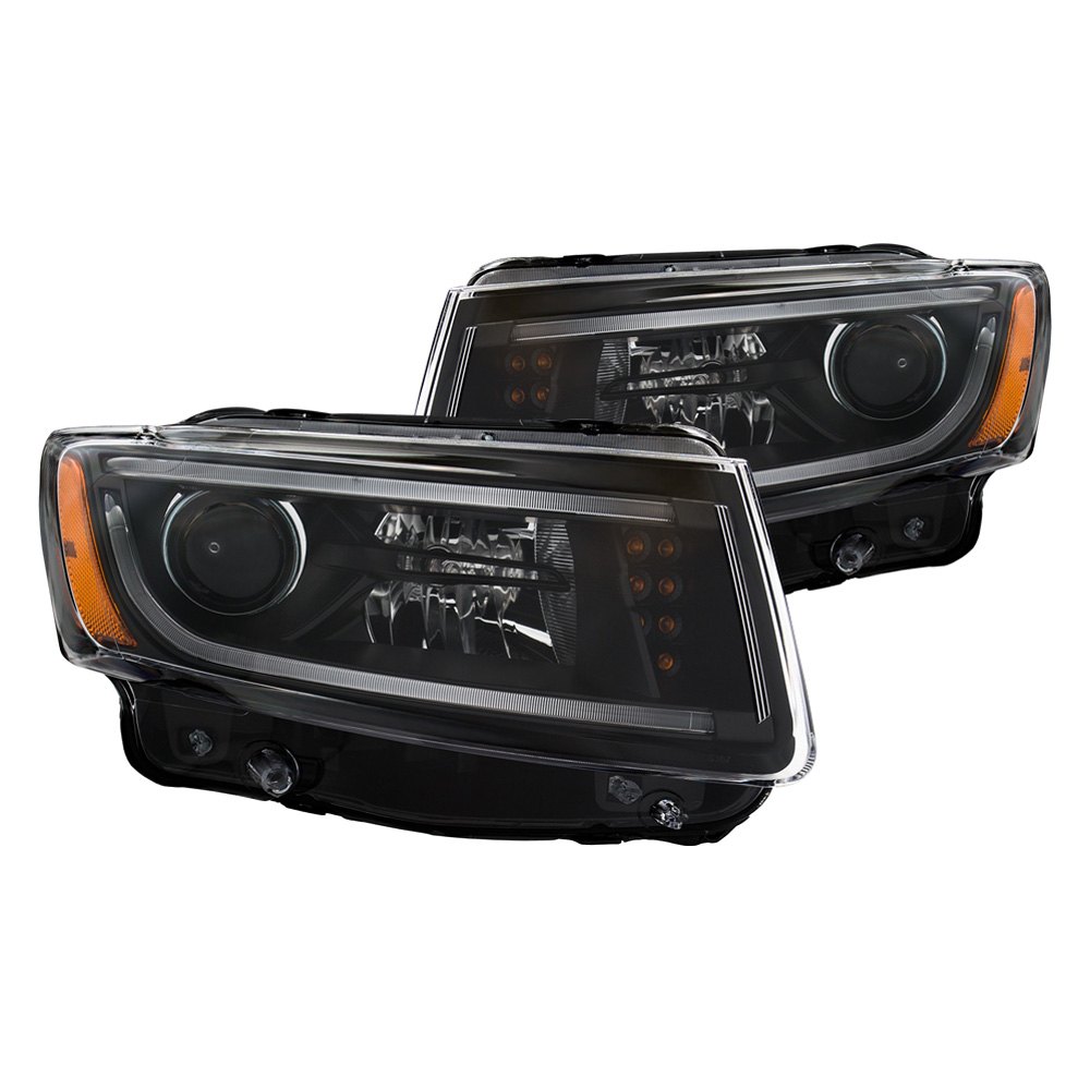 , Usa 111329 14-15 Grand Cherokee Projector Headlights With Plank Style Black Clear