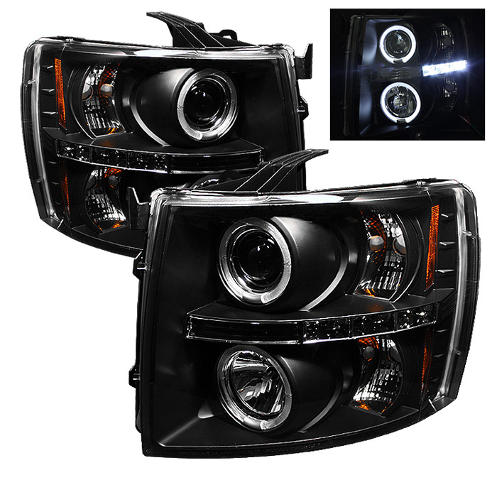 07-13 Silverado 1500 & 07-14 2500hd & 3500hd Projector Headlights With Led Replaceable Halo