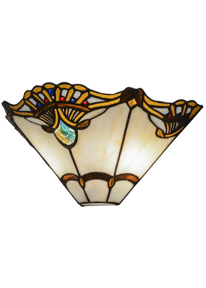 144020 7 X 14.5 X 7.25 In. 2-light Shell With Jewels Wall Sconce, Amber & Clear
