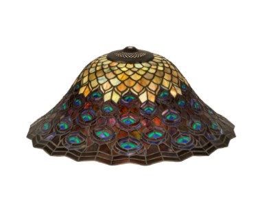 10676 8 X 20 In. Tiffany Peacock Feather Shade Lamp, Multicolor