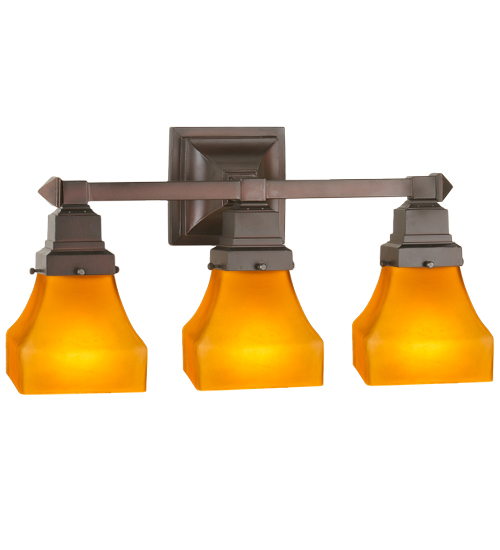 Medya 50362 20 In. Bungalow Frosted Amber 3 Light Vanity Light
