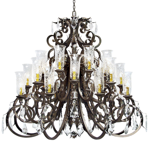 119767 54 In. Serratina Chandelier With Crystal - Gilded Tobacco