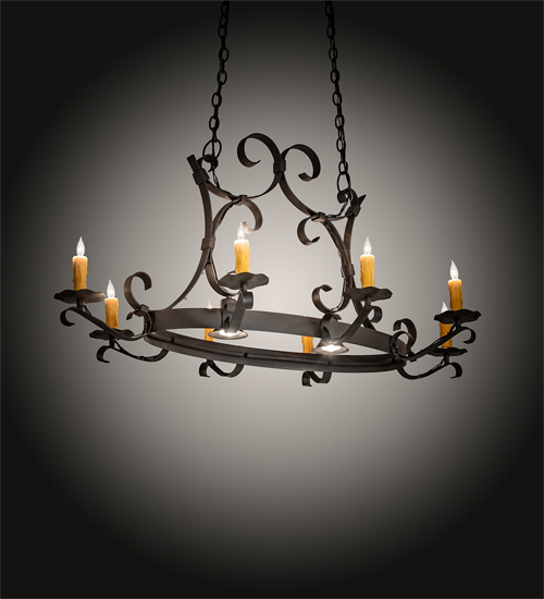 204941 51 In. Handforged Oval 8 Light With Downlights Chandelier - Wrought Iron