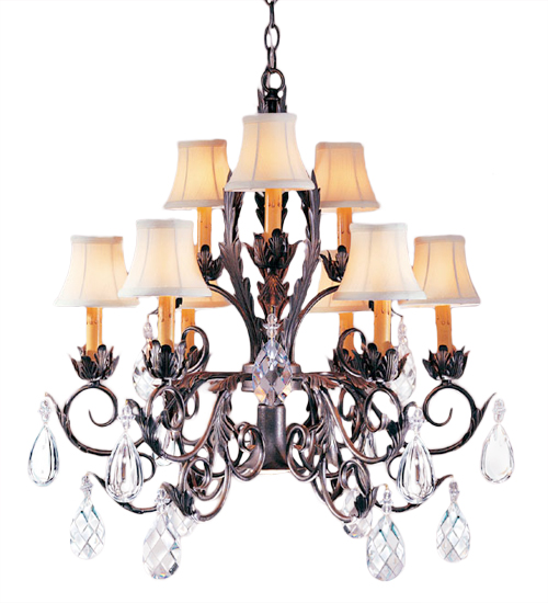 191859 26 In. New Country French 9 Light Chandelier - French Bronze