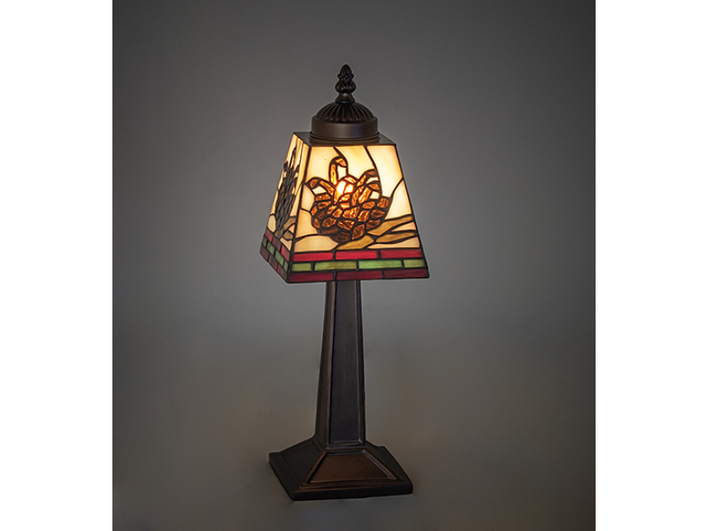 262792 15 in. High Pinecone Mission Buffet Mini Lamp - Multi Color Shade
