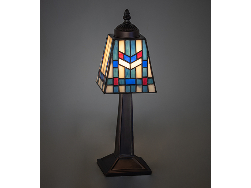 262770 10 in. High Prairie Wheat Mission Buffet Mini Lamp - Multi Color Shade