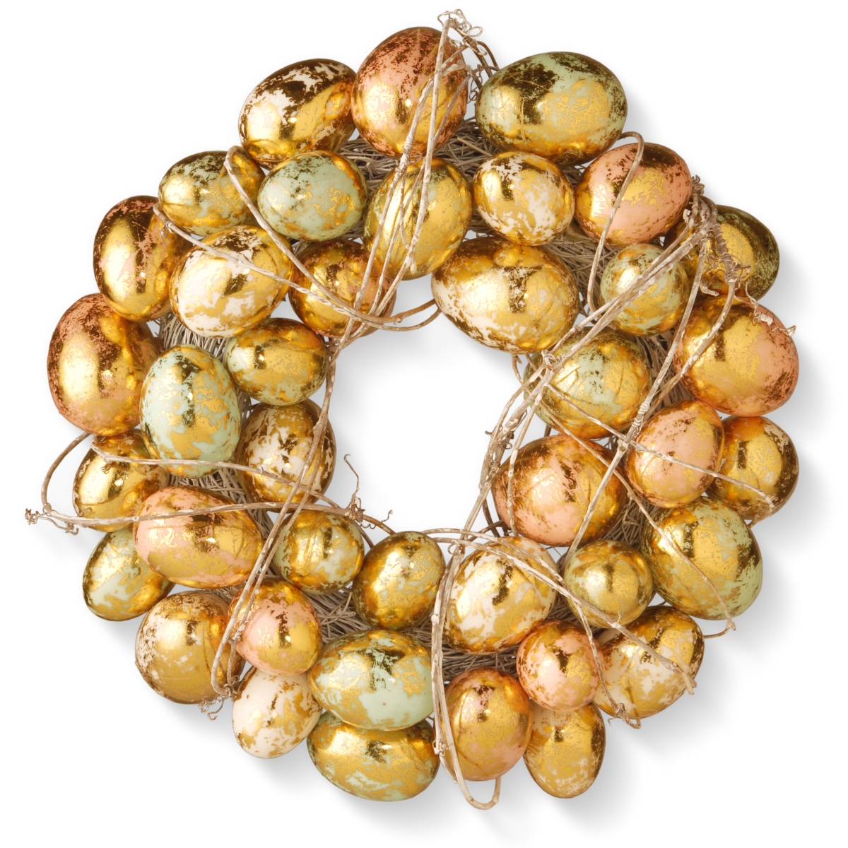 12 In. Egg Wreath With Gold & Pearl Eggs