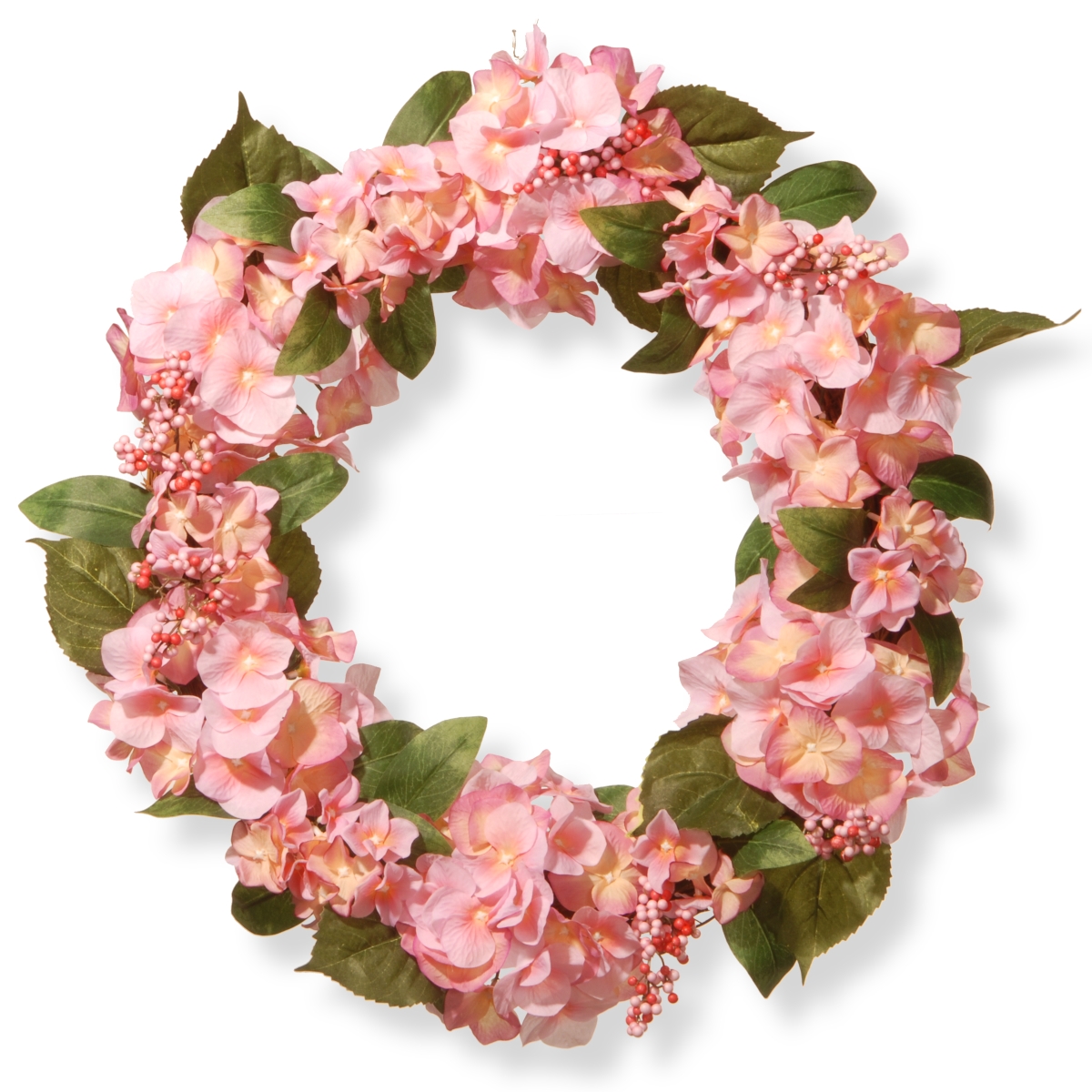 24 In. Pink Hydrangea Wreath