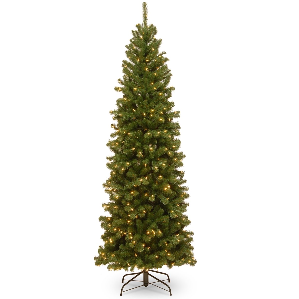 National Tree Nrv7-358-75 7.5 Ft. North Valley Spruce Pencil Slim Hinged Tree With 400 Clear Lights