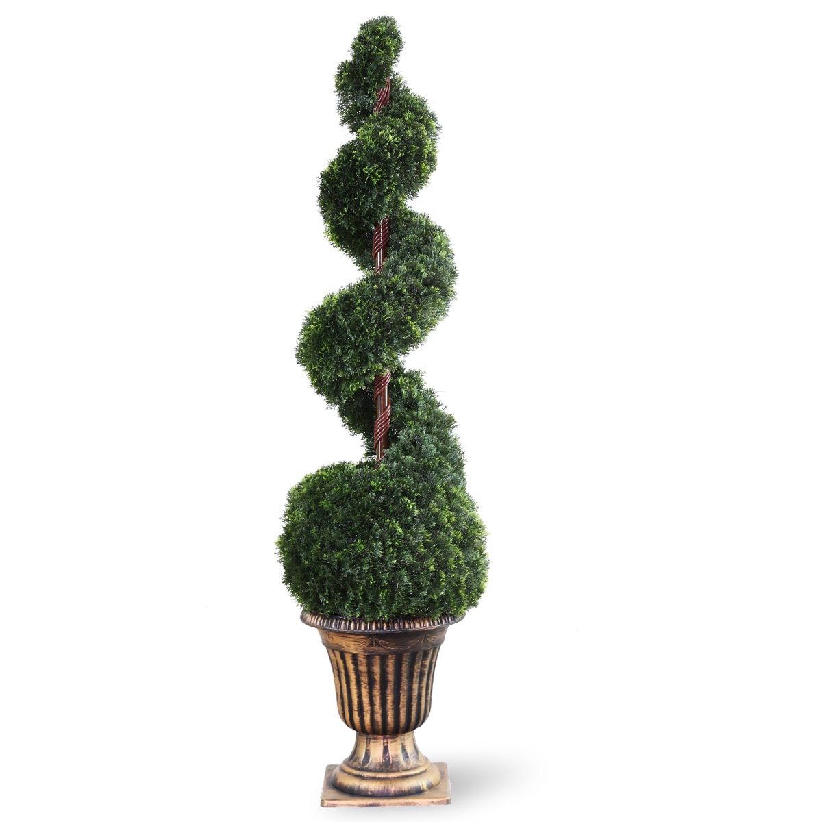 National Tree Lcsb4-702-54 54 In. Cedar Spiral Tree With Ball In A Black & Gold Urn