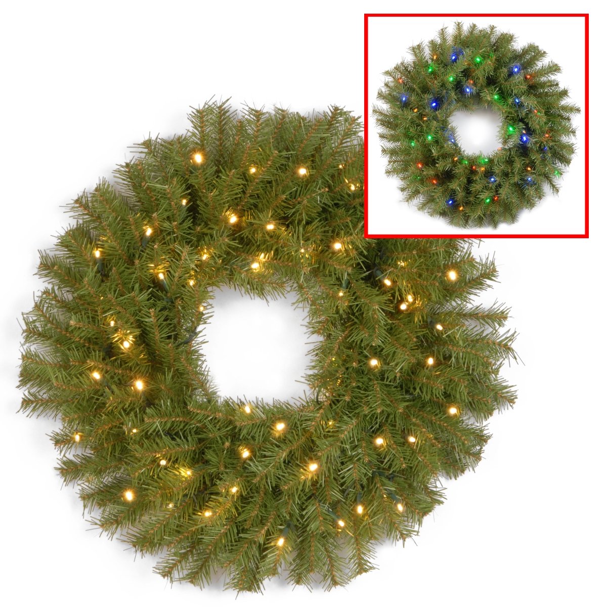 National Tree Nf-304d-24wb-1 24 In. Norwood Fir Wreath With 50 Battery Operated Operated Dual Led Lights