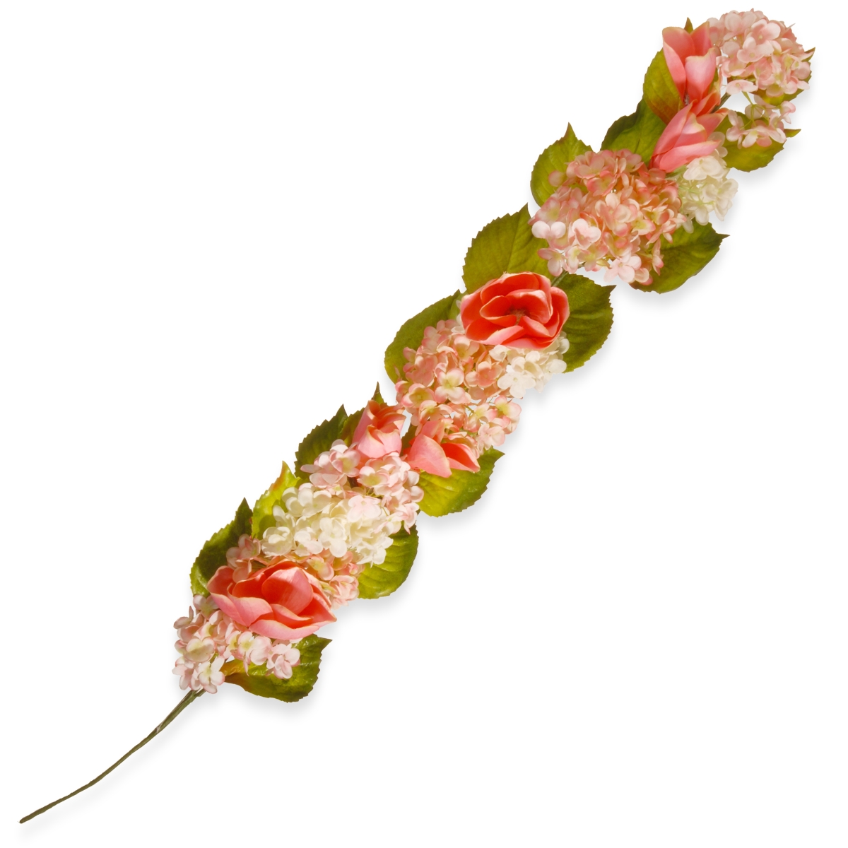 National Tree RAS-HYX0643-1 48 in. Decor Garland with Pink Roses and White Hydrangeas