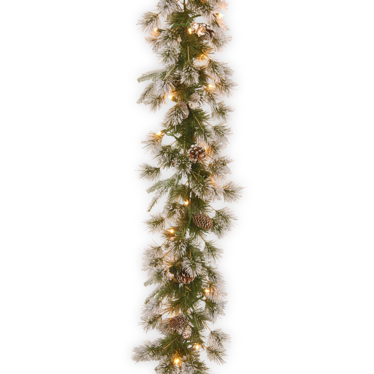 9 Ft. X 10 In. Feel Real Liberty Pine Garland With Snow & Pine Cones & 50 Clear Lights