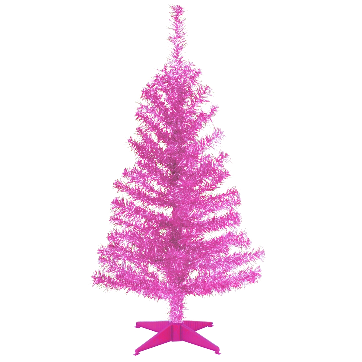 3 Ft. Pink Tinsel Tree With Plastic Stand