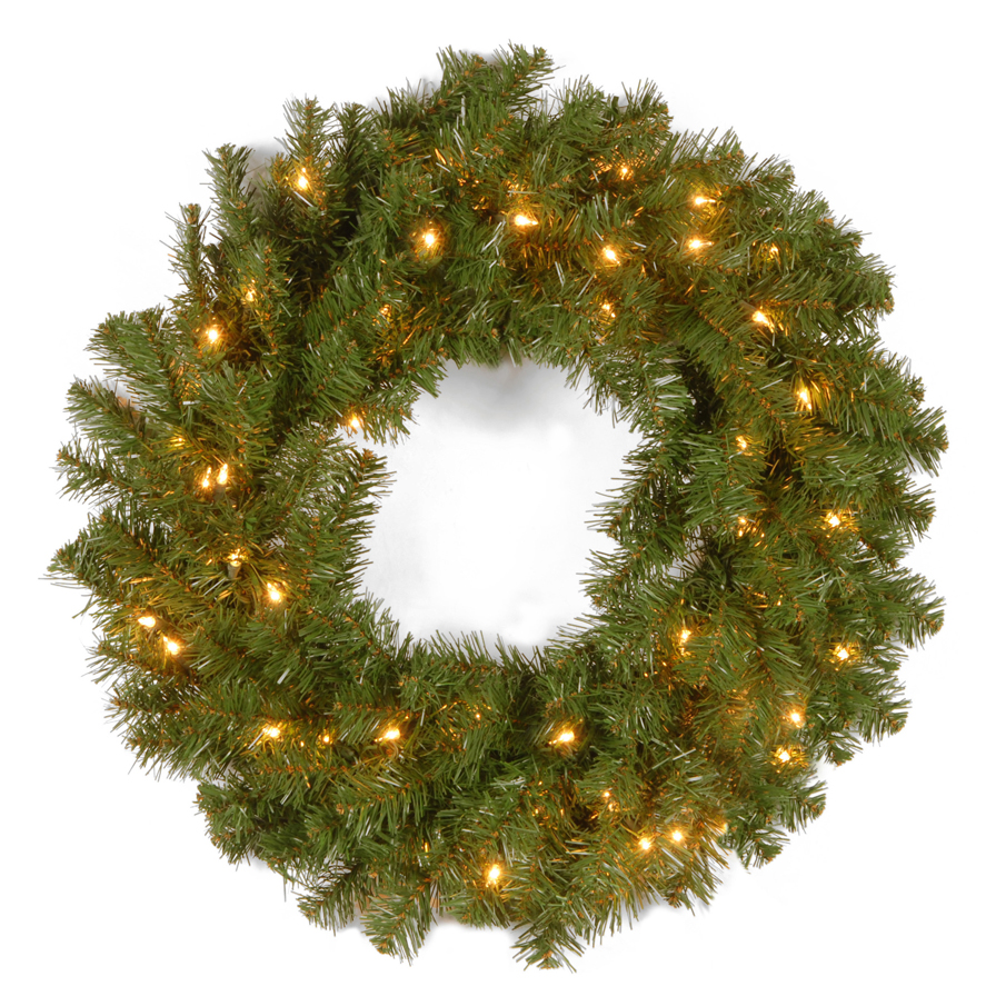 24 In. Kincaid Spruce Wreath With 50 Clear Lights