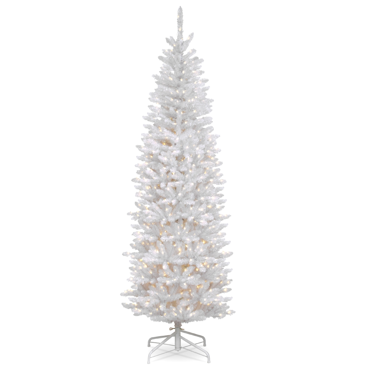National Tree Kww7-300-65 6.5 Ft. Kingswood White Fir Hinged Pencil Tree With 250 Clear Lights
