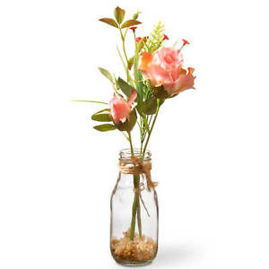 National Tree Nf36-1285-1 Pink Rose Arrangement In Glass Vase