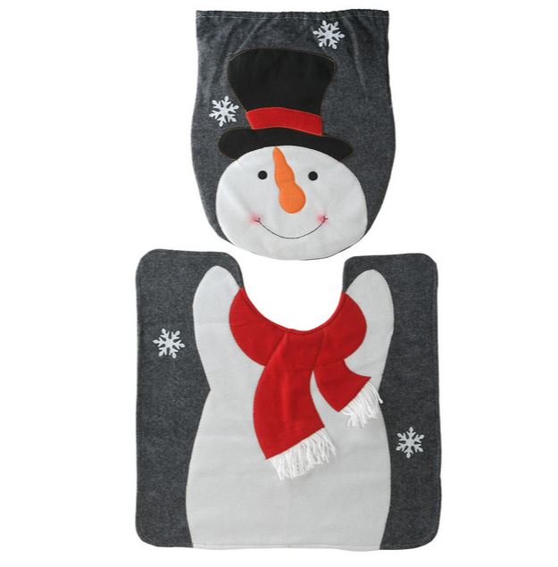 National Tree Rac-xd19snm-1 16.5 X 14.2 In. Snowman Toilet Cover & 21.2 X 21.2 In. Snowman Bathroom Rug - Set Of 2