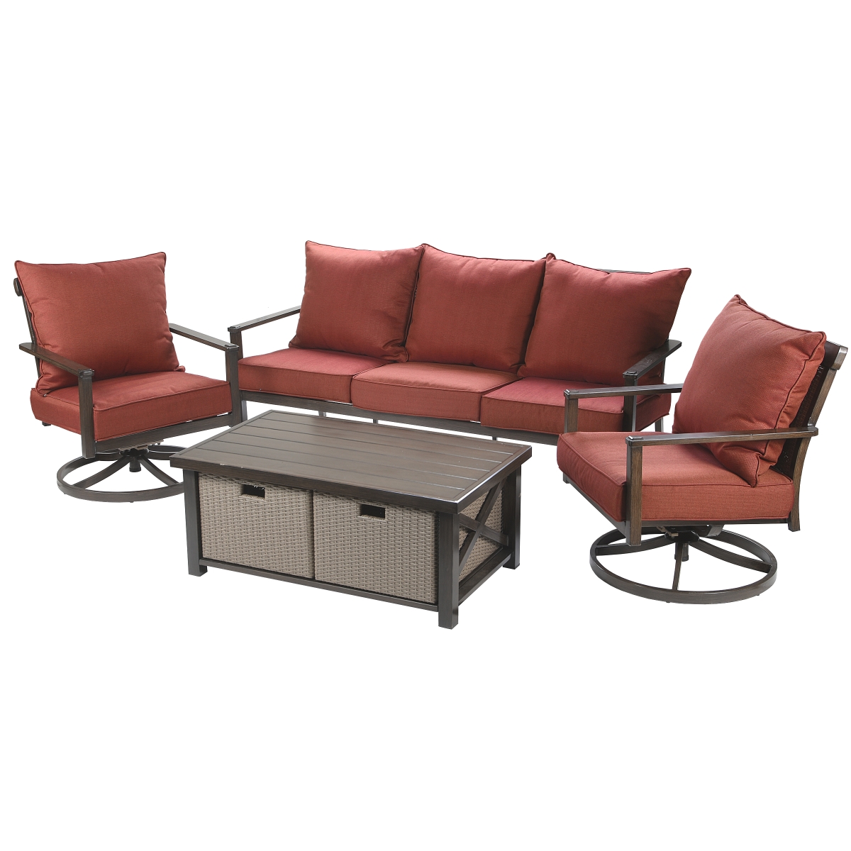 National Tree Do51-dsj10r-4p 77 In. All Weather Pe Wicker Furniture Set, Brown - 4 Piece