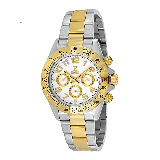 Nobelwatch Co 7c88g Chronograph Display Two Tone Stainless Steel Multi-function Mens Watch, Cool Christmas Gift For Him