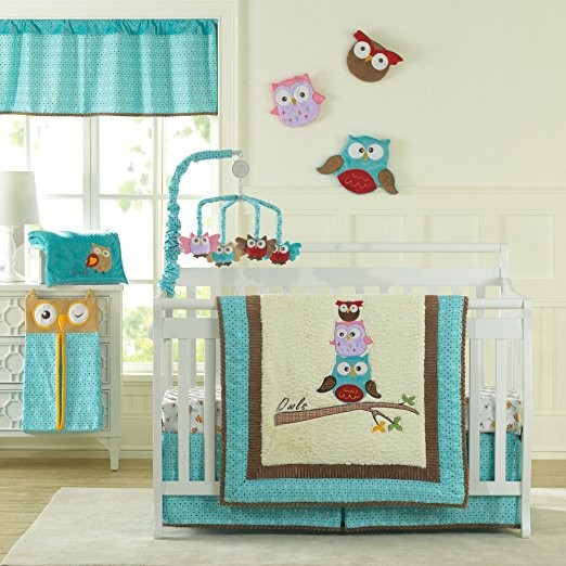 11 Lbs Spotty Owls Crib Bedding Set - 10 Piece