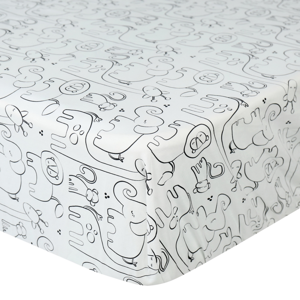 6061d1 7.75 X 8.75 In. Animal Print Cotton Crib Sheet