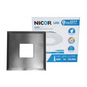 Dlf-10-120-2k-sq-nk 5.13 In. Sure Fit Square Ultra Slim Surface Mount Led Downlight, Nickel - 2700k