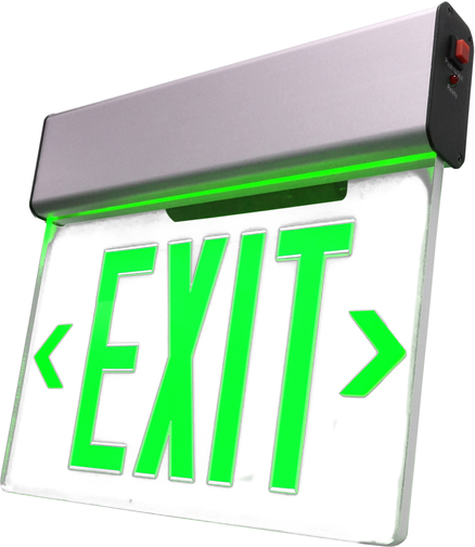 Exl2-10unv-al-cl-g-1 12.75 In. Edge Lit Led Emergency Exit Sign, Clear & Green