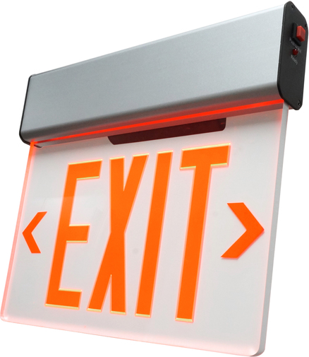 Exl2-10unv-al-cl-r-1 12.75 In. Edge Lit Led Emergency Exit Sign, Clear & Red